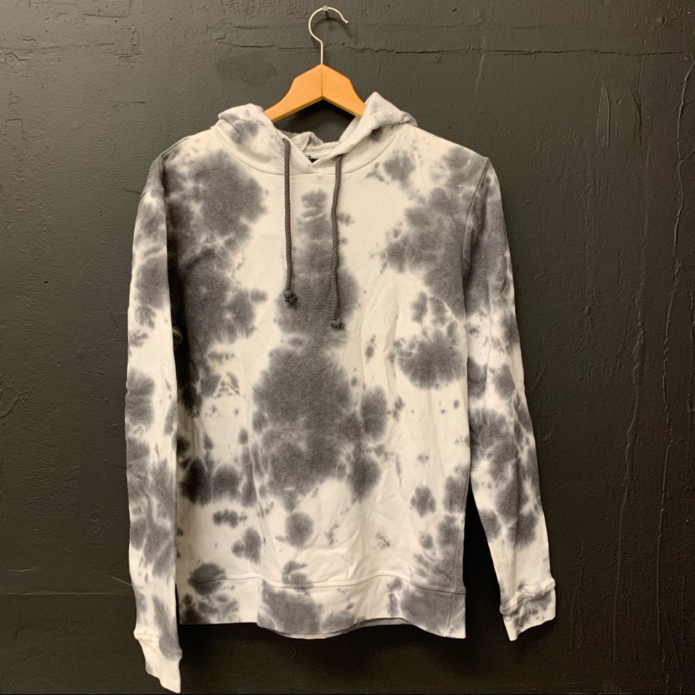 Tie Dye Hoodie Monochromatic White and Gray